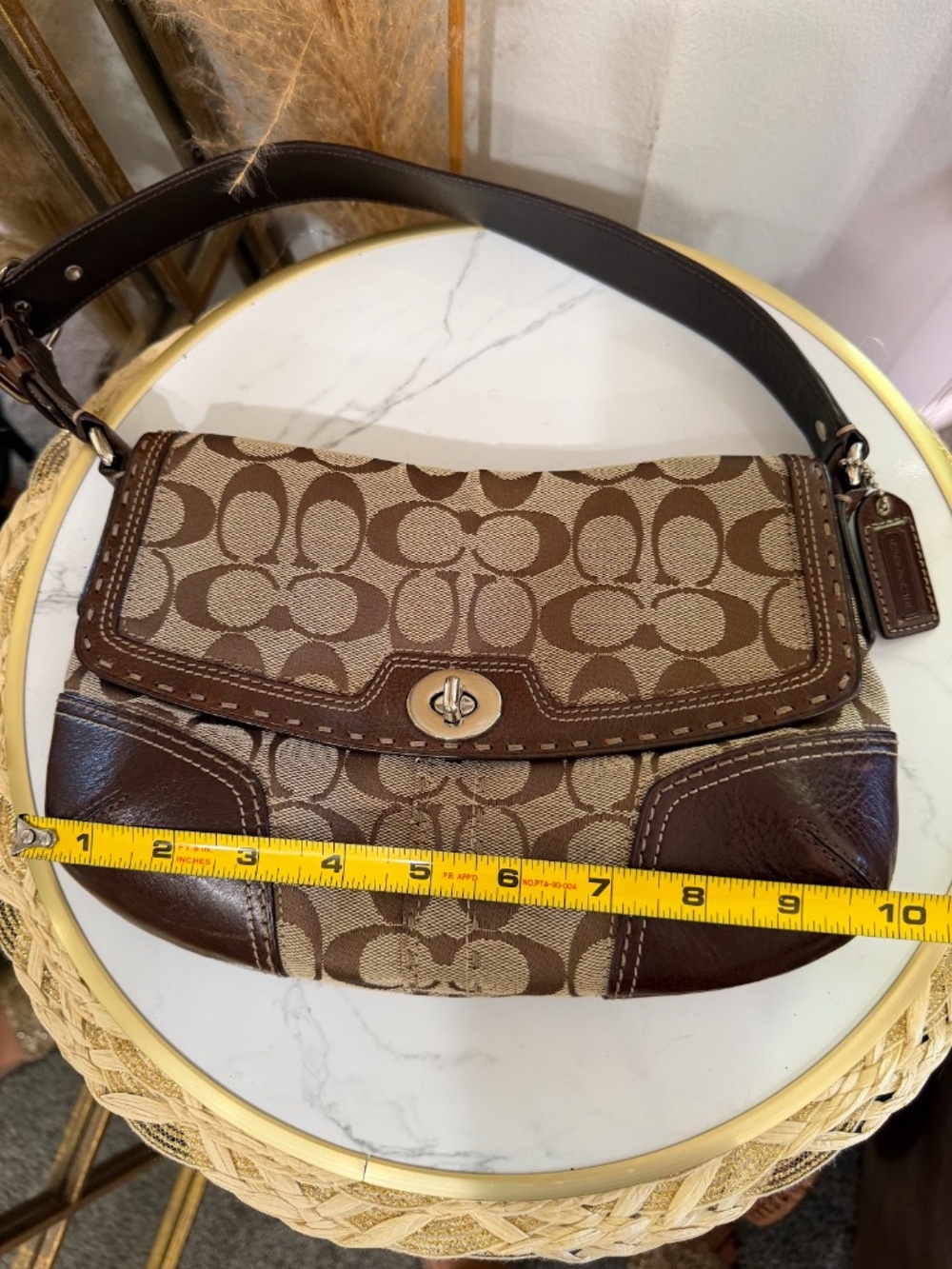 Coach Vintage Y2K Signature Brown Canvas & Leather Flap Turn-loch Shoulder Bag - Picture 14 of 14